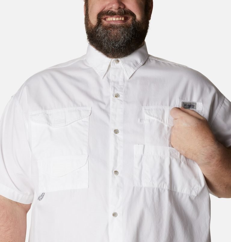 Men's Columbia PFG Bonehead Short Sleeve Shirts White | Plus Size CA-V8C64